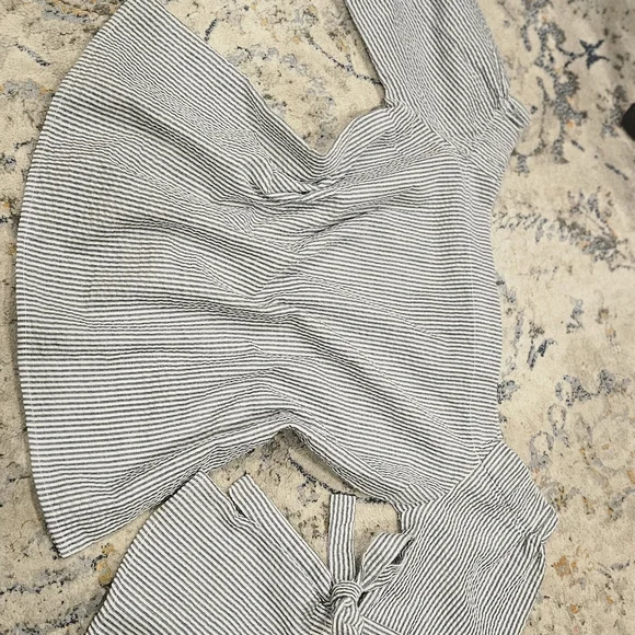 Aqua Black and White Striped Pants - Picture 2 of 5